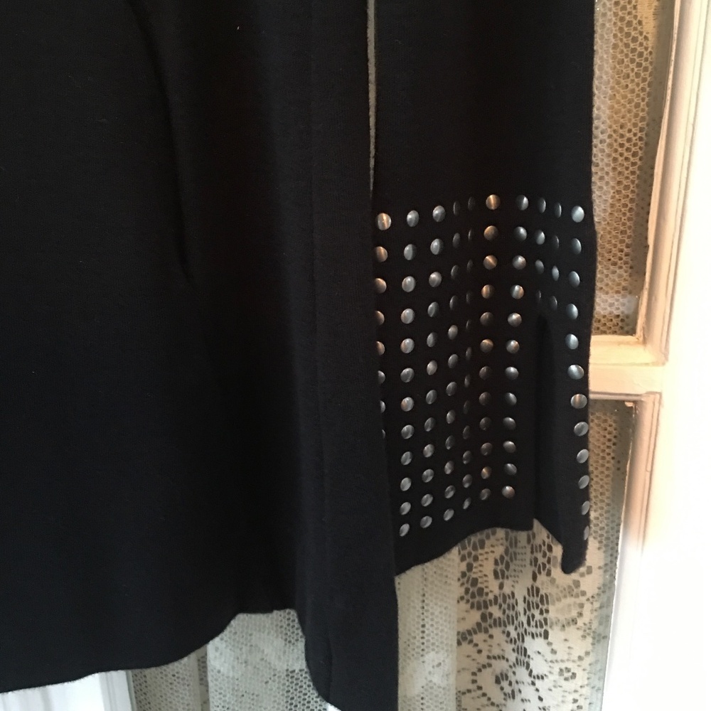 HP: NIC+ZOE | Black Studded Sleeve Flared Cuffs Pocket Stretch Zip Top Sweater M - Picture 7 of 12